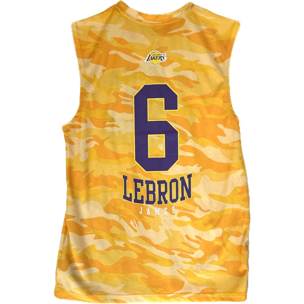 NBA Los Angeles Lakers LeBron James No. 6 Yellow Camo Basketball Jersey Size M